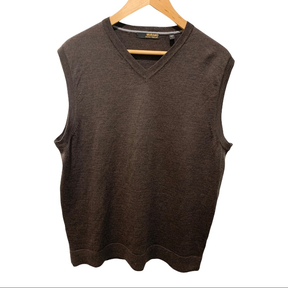 MURANO LIGHT BROWN LUXURIOUS ITALIAN YARN MERINO WOOL MEN'S SWEATER VEST